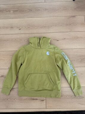 Carhartt Olive Hooded Relaxed-Fit Sweatshirt with White Logo